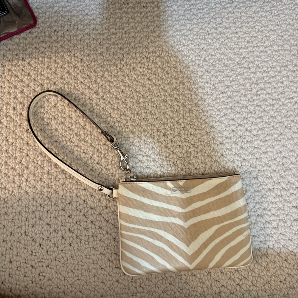Coach Cream Zebra Print Wristlet